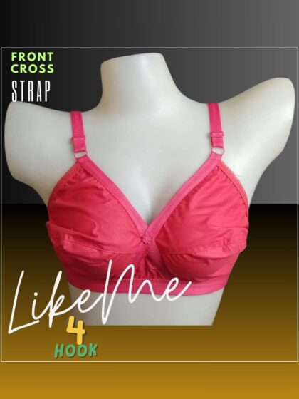 Like-Me Front Cross Strap 4 Hook Cotton Bra for Women - Light